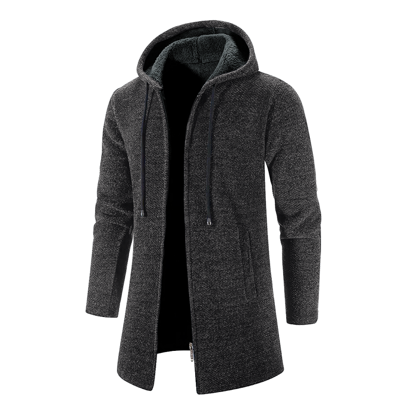 Men's Mid-length Hooded Wool Jacket