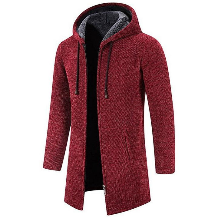 Men's Mid-length Hooded Wool Jacket