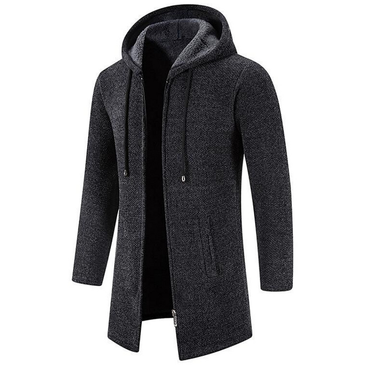 Men's Mid-length Hooded Wool Jacket