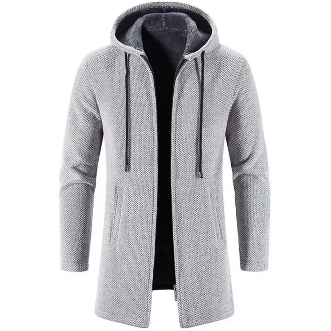 Men's Mid-length Hooded Wool Jacket